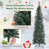 Tangkula 5/6/7FT Slim Pencil Tree Snowy Artificial Christmas Tree with 214/267/351 PVC Branch Tips & 25/31/41 Pine Cones Full Holiday Decoration Tree for Xmas - 3 of 4