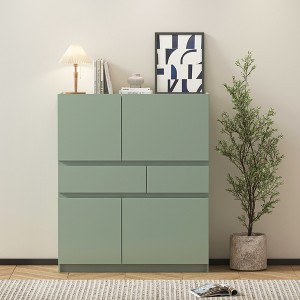 MDF Wooden Storage Cabinet dressers with 4 Doors and 2 Drawers, Spacious Storage and Versatile Use - 1 of 4