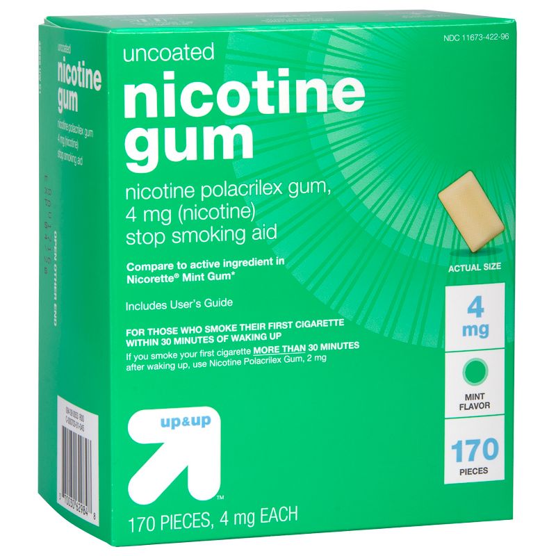 Nicotine 4mg Gum Stop Smoking Aid - Mint Flavor - 170ct - up &#38; up&#8482;, 3 of 9