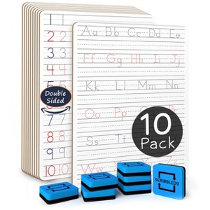 SCRIBBLEDO Handwriting Practice 9"x12" Dry Erase Board Pack of 10 w Erasers - 1 of 4