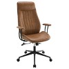 TiramisuBest Brown Wood & Metal Upholstered Adjustable Office Chair with High Back, Tufted Faux Leather - 2 of 4
