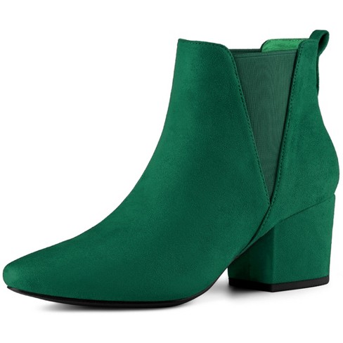 Allegra K Women s Pointed Toe Block Heel Ankle Chelsea Boots Emerald Green 8.5 Target