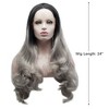 Unique Bargains Women's Halloween Long Body Wave Lace Front Wigs with Wig Cap 24" Black Gradient Gray 1PC - image 2 of 4