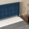 King Size Upholstered Bed Frame with Linen Fabric and Wooden Platform Base Blue - 4 of 4