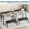 Dining Table Set for 4, with 2 Upholstered Benches - 2 of 4