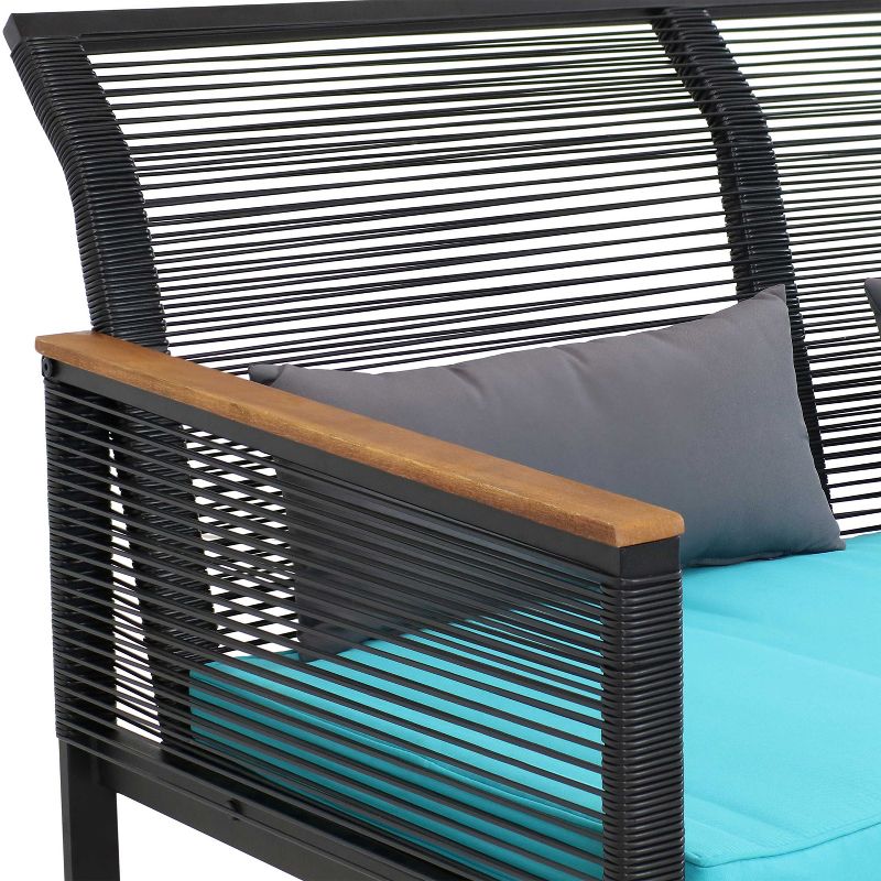 Sunnydaze Outdoor Rattan Coachford Patio Conversation Furniture Set with Loveseat, Chairs, Seat Cushions, and Coffee Table - 4pc, 5 of 13