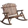 Outsunny Outdoor Adirondack Rocking Chair with Log Slatted Design, 2-Seat Patio Wooden Rocker Loveseat with High Back for Lawn Backyard Garden - 4 of 4