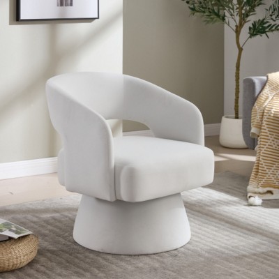 Modern Swivel Accent Chair, Velvet Swivel Barrel Chair with Deep Seat, Upholstered Club Chair for Small Living Room or Apartment – Maison Boucle