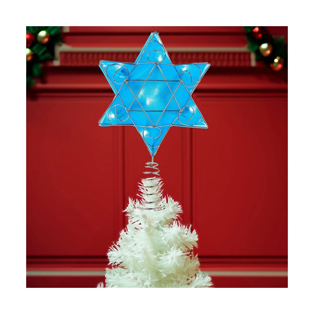 Kurt Adler UL 10-Light LED Silver and Blue Shimmer Star Treetop - thumbnail 7