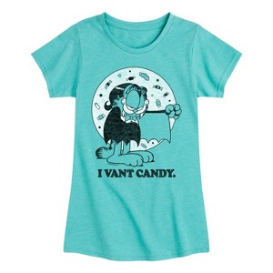 Girls' - Garfield - I Vant Candy Fitted Short Sleeve Graphic T-Shirt - 1 of 4