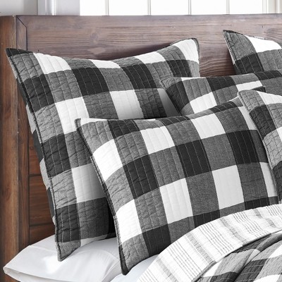 Camden Black and White Cotton Twin Quilt Set