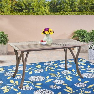 Osparple Outdoor Dining Table,Square/Rectangular Patio Table with Acacia Wood Top for 3-4 Person - 1 of 4
