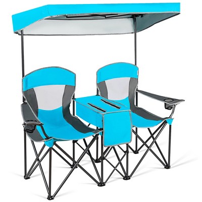 Unhg Camp Chairs With Shade Canopy Chair Folding Camping Recliner Support 380 LB for sale online