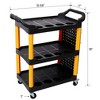 BABYYER Utility Cart on Wheels, 3 Tier Rolling Storage Cart, Plastic Service Cart with Bucket, Panel and Hook for Workshop, Repair Shop - 4 of 4