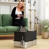 PawHut Stainless Steel Litter Box, High Sided Enclosed Cat Litter Box with Scoop, Top Entrance, Non-slip Pads, Anti-Leakage, Non-Sticky, Black - 2 of 4