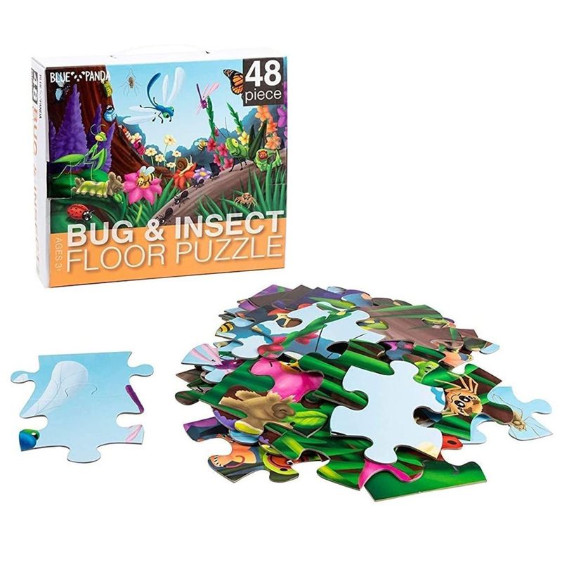 Blue Panda 48 Piece Giant Floor Puzzle for Kids Ages 4+, Bugs and Insects Puzzles for Classroom, Learning Activity, 2 x 3 Feet, 5 of 9