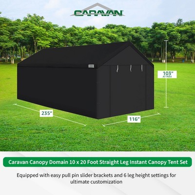 Black 10x20 Vinyl Peak Roof Carport Canopy with Sidewalls