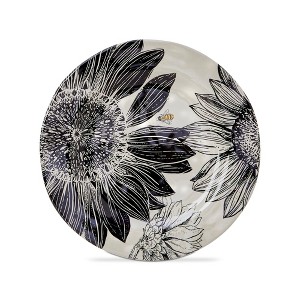 tagltd 11 in. Let It Bee Flower and Vine Bamboo Melamine Plastic Dinnerware Plates Set of 4 Dishwasher Safe Indoor Outdoor Round Purple - 1 of 3