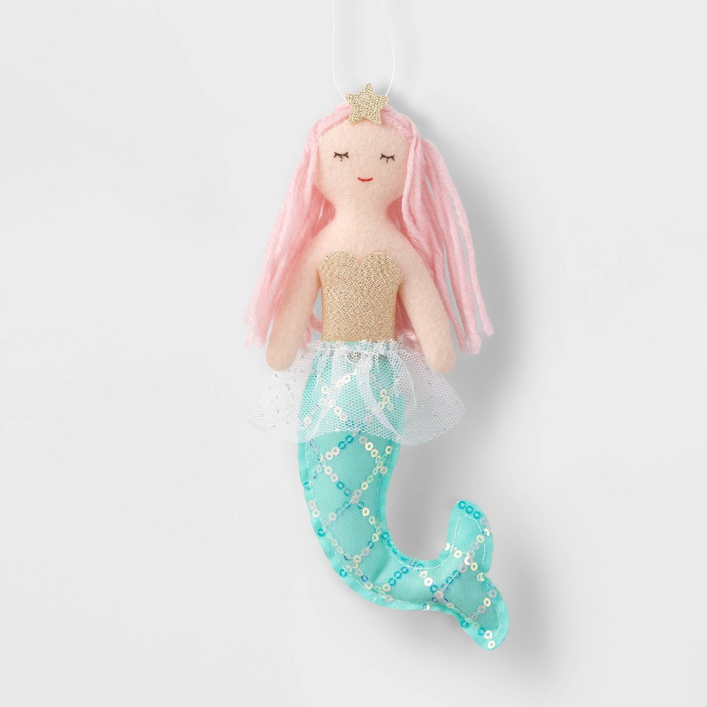 Felt Mermaid with Aqua Tail Christmas Tree Ornament - Wondershop