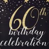 Sparkle and Bash 60th Birthday Celebration Photo Booth Backdrop, Photography Background in Black and Glitter Gold Stars for Birthday Party - 3 of 4
