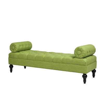 Lewis Bright Chartreuse Fabric Bolster Arm Bench