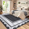 Modern Bordered Living Room Bedroom Rugs, Scalloped Washable Non Slip Dining Room Carpet, Accent Home Decor Rugs - 4 of 4