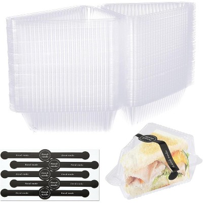 200 Pcs Cake Slice Containers with Lids, Clear Plastic Hinged Cheesecake Containers