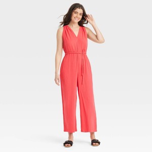 Women's Gauzy Tie-Waist Jumpsuit - Universal Thread™ - 1 of 3