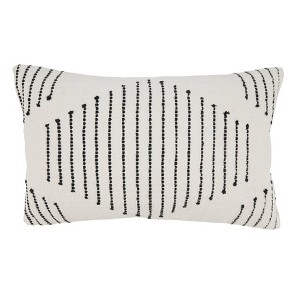14"x23" Oversize Geometric Grace Diamond Woven Down Filled Lumbar Throw Pillow - Saro Lifestyle - 1 of 3