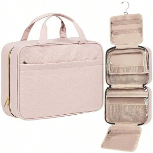 Pink Extra Large Travel Toiletry Bag for Women, Portable Hanging Organizer for Family-Sized Toiletries & Makeup - 1 of 4