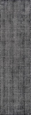 Handmade Ivory and Black Wool Runner Rug, 8 ft