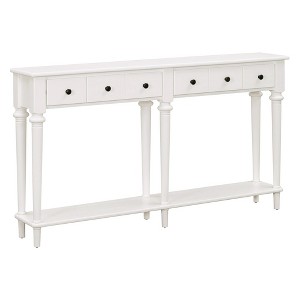 Retro Console Table with 4 Drawers and Open Shelf, perfect for Entryways, Living Rooms, and Hallways - 1 of 4
