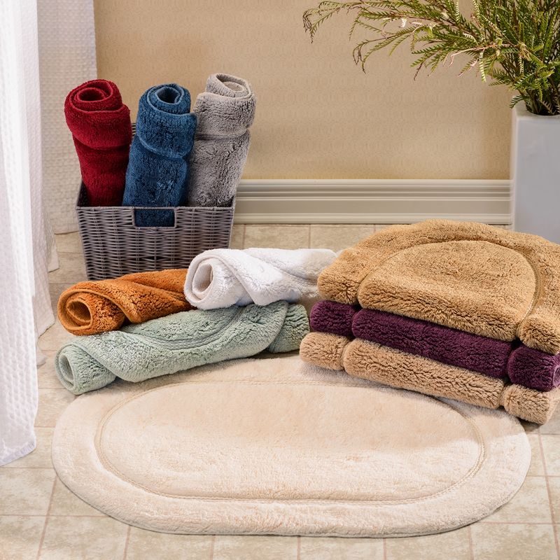 Non-Slip Machine Washable Solid Cotton 2 Piece Bathroom Rug Set by Blue Nile Mills, 5 of 8