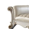 Acme Furniture 74" Vendome Ottoman and Bench Pearl Synthetic Leather and Antique Pearl Finish: Linen Upholstery, Metal Legs, No Tools Assembly - 4 of 4