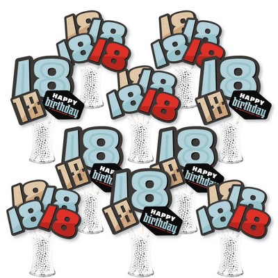 Big Dot of Happiness Boy 18th Birthday - Eighteenth Birthday Party Centerpiece Sticks - Showstopper Table Toppers - 35 Pieces