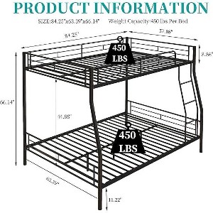 APRILSOUL Heavy Duty Metal Bunk Bed Full Over Queen Bunk Bed Frame for Adults, Noise Free Frames, No Boxing Spring Needed - 1 of 4