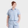 Women's Striped Cotton Blend Short Sleeve Pajama Shirt - Auden™ - 4 of 4