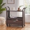 Outdoor Wicker Bar Table Cart,Palm Harbor Outdoor Wicker Rolling Bar Cart - Brown - 3 of 4