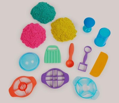 set of 4 kinetic sand, 300 g each, colorful, with sand molds and