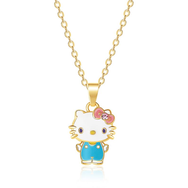Sanrio Hello Kitty Brass Silver or Gold Plated Enamel Necklace - 18'' Chain, Officially Licensed Authentic, 1 of 5