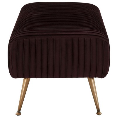 Giotto Cabernet Velvet Bench with Brass Legs