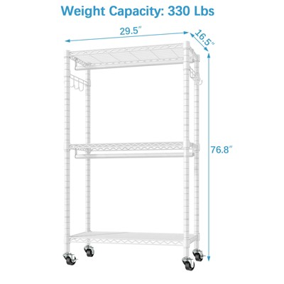 White Heavy Duty Wire Freestanding Closet with Wheels