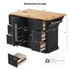 Gulches 56" Black Rustic Kitchen Island - Rolling Cart with Rubber Wood Veneer Drop Leaf, Power Outlet, 6 Drawers, 4 Door Racks - 2 of 4