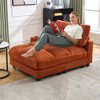 Oversized Corduroy Sleeper Sofa Chaise Lounge with USB Charging, Cup Holder, and Side Pocket - 2 of 4