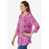 Woman Within Plus Size Perfect Printed Three-Quarter Sleeve V-Neck Tee - 4 of 4