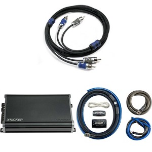 KICKER CXA1200.1 1200 Watt Mono Amp & 1/0AWG Power Kit & 6 M. RCA Bundle - 1 of 4