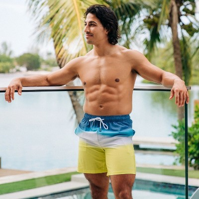 HEAT Swimwear Mens Swim Trunks, Blue Yellow Tie Dye (XXL) — фото 3