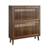 Ridstar 36.4 in. H Modern Freestanding Fence-Style Shoe Cabinet with 2 Flip-Top Drawers-Walnut - 4 of 4