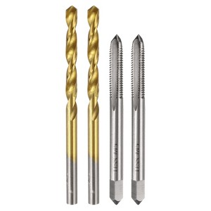 Unique Bargains High Speed Steel Metric Straight Flute Thread Tap and Titanium Coated Twist Drill Bit Set 4 Pcs - 1 of 4
