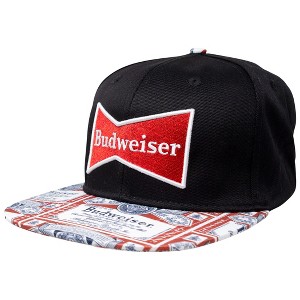 Adult Budweiser Beer Label Brim Adjustable Snapback Hat - 1 of 4